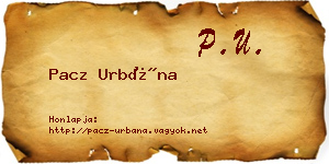 Pacz Urbána névjegykártya